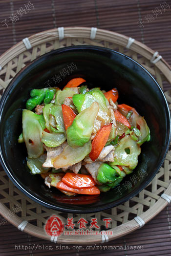 娃娃菜头炒肉片