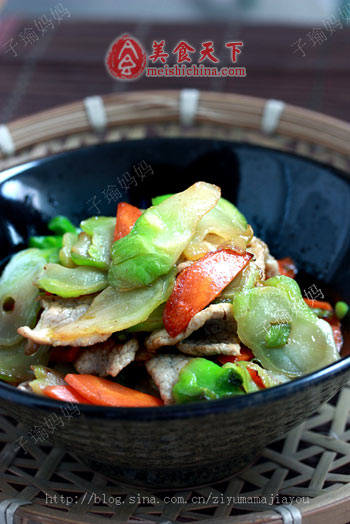 娃娃菜头炒肉片