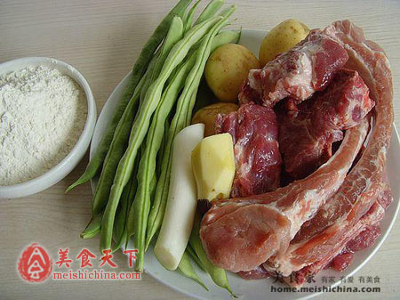 排骨豆角粘卷子