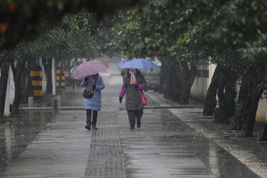 It's Snowing in Xianning! Traffic Police Issued Warning Notices