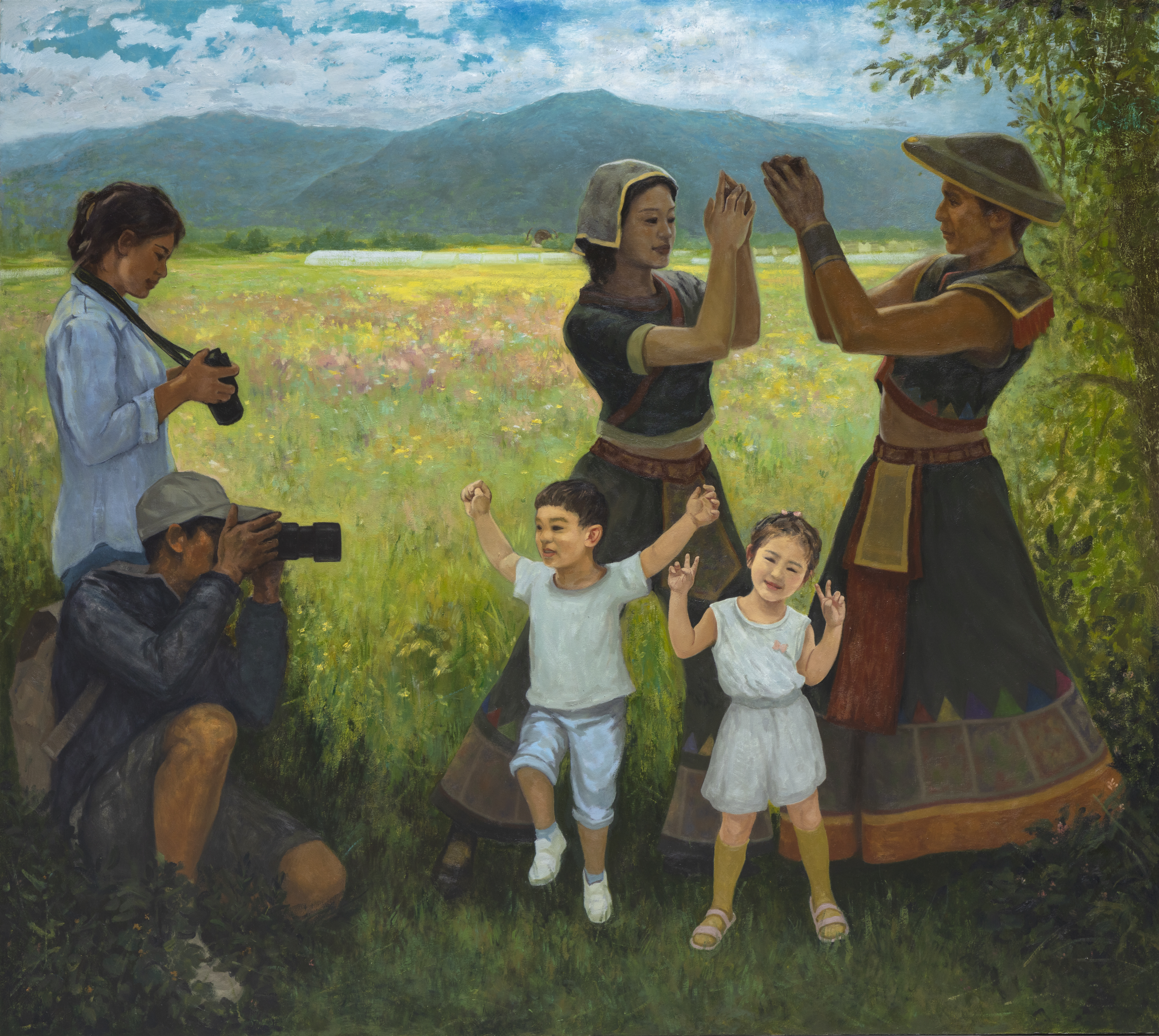 《共舞新瑶村》,布面油画,160x190cm,2022年,贺侃,咸宁市艺术创作研究所.jpg